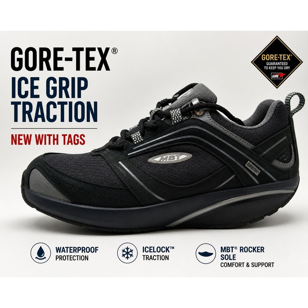 MBT 400302-03 Gore-Tex Walking Shoes Women's 10.5 Black IceLock Rocker Sole NEW